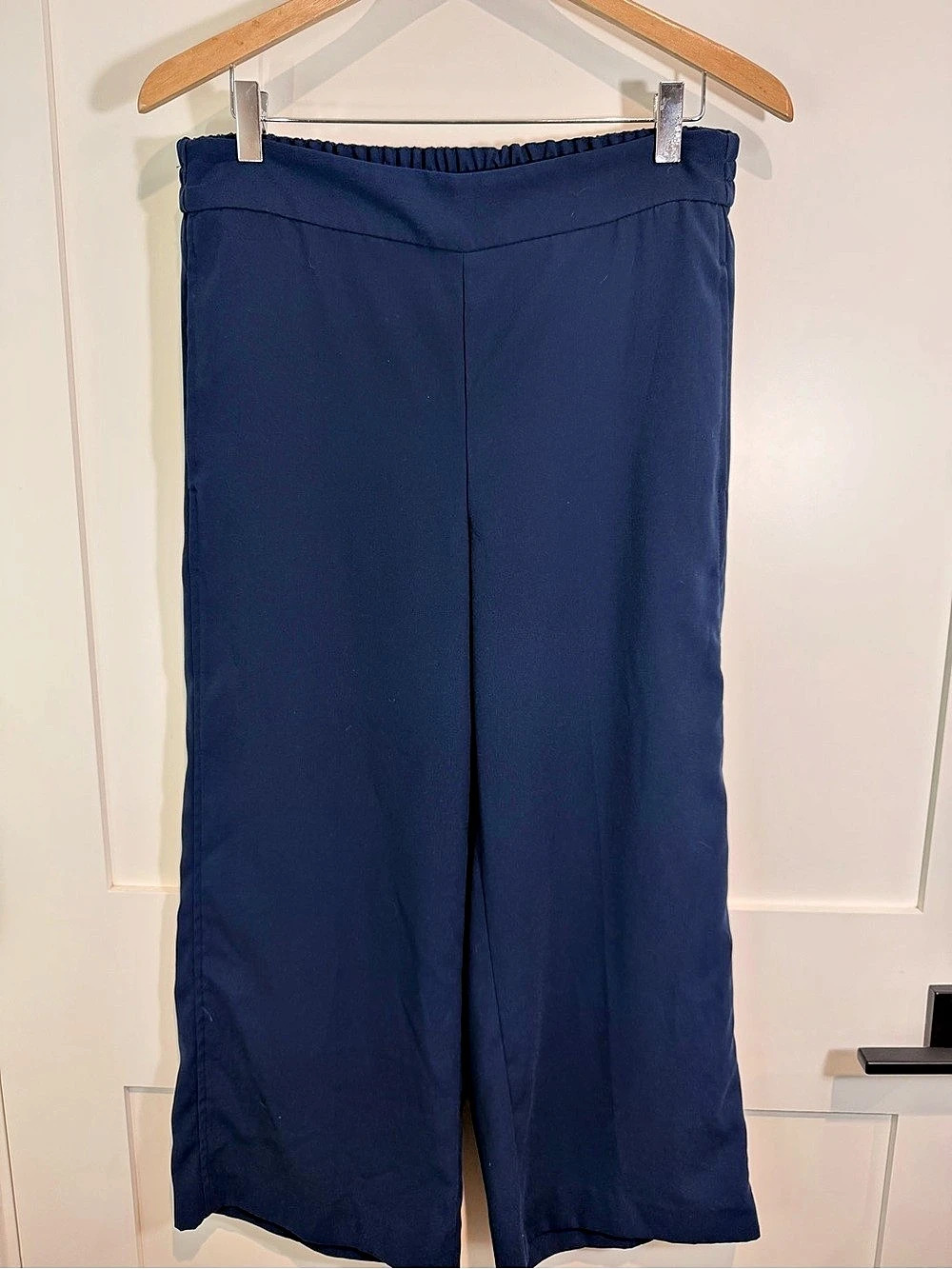 Madewell Pull-On Pants in Crepe Wide Leg Blue Medium